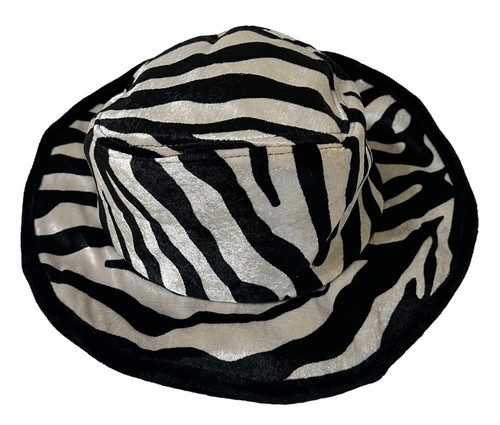 Black and White Zebra Stripe Hat Cap By Elope of Colorado Springs Fits Small/Med - Picture 4 of 7