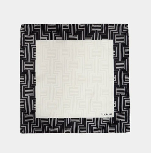 Ted Baker HYTHE $49 Navy Geo Print Silk Pocket Square BNWT Handkerchief - Picture 2 of 2