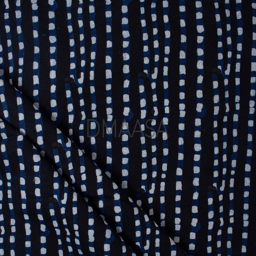 Abstract Indigo Blue Block Printed Fabric Indian Cotton Sewing Summer Dress Yard - Picture 2 of 5