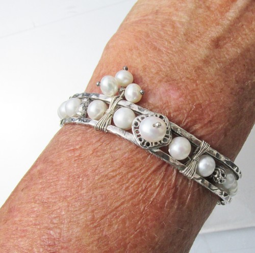 Vintage Silpada Sterling Silver PEARLS of WISDOM Cuff Bracelet B2310 - Picture 5 of 5