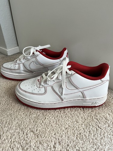 Size 6Y- Nike Air Force 1 '07 Contrast Stitch - White University Red - Picture 3 of 6