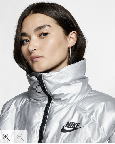 New Women's Nike Shine NSW Syn Fill Jacket Metallic Silver BV3135 095 Size XL - Foto 4 di 8