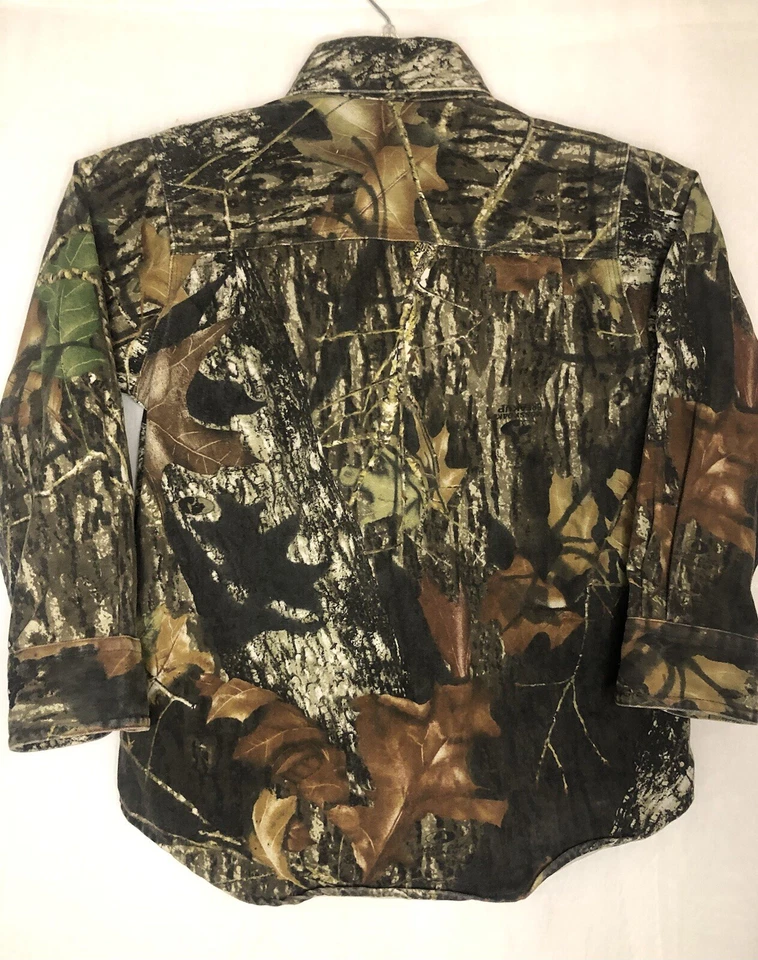 Vtg Mossy Oak Break Up Camo Kids Hunting Button Up Shirt Youth Small (6-8) - Image 3 of 4