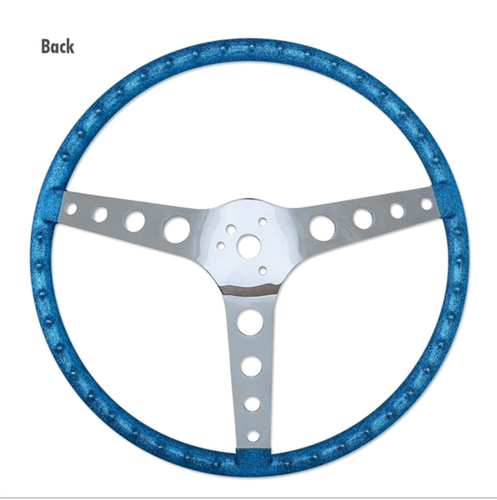 15" Mooneyes 3-Spoke Steering Wheel Green Metal Flake Finger Grip GS290FGGR - Bild 2 von 4