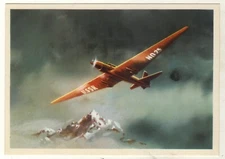 1976 Transpolar flights Soviet aviators ANT-25 aircraft Russian Postcard OLD