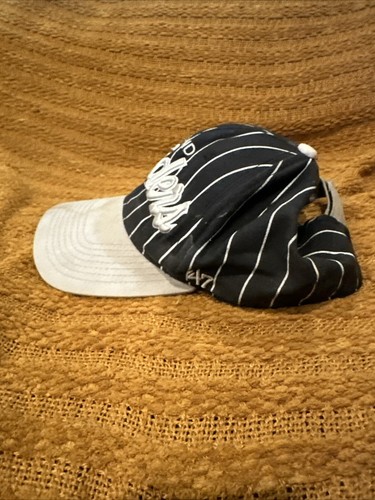 Oakland Raiders Pin Stripe Script Sports Specialties Hook & Loop Hat Cap - Picture 3 of 6