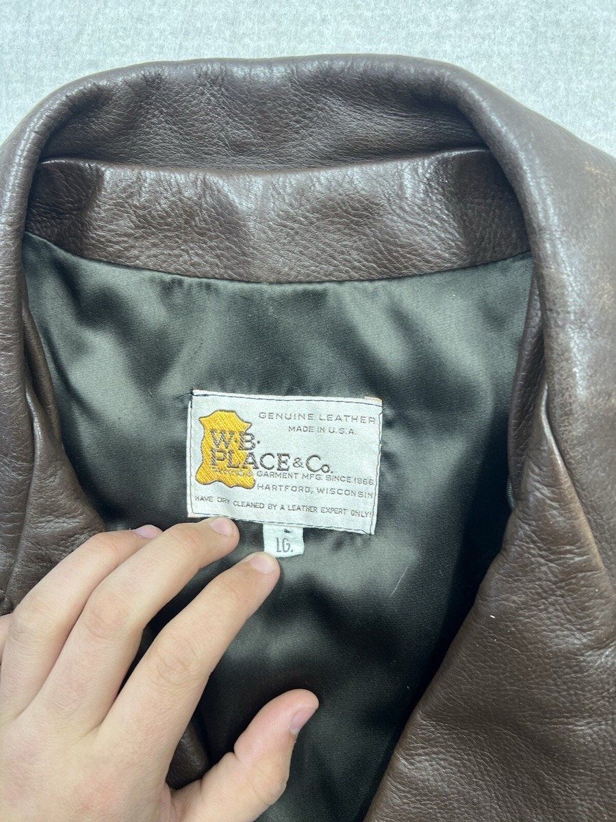 Vintage W.B. Place u0026 Co. Leather Jacket Vintage WB Place Co Deerskin Leather Jacket Brown Button Up Long