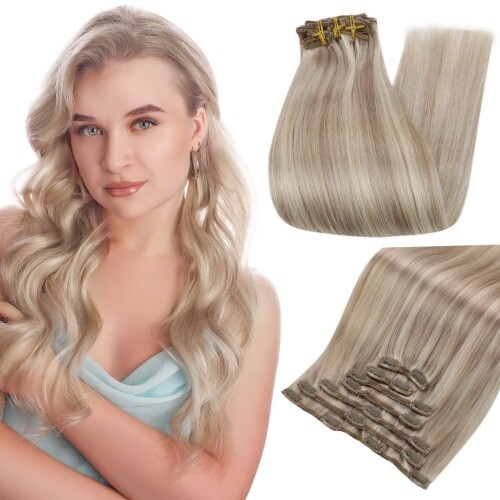Full Shine 7 Stück 120g Clip in Hair Extensions Echthaar Double Weft Remy - Bild 25 von 37