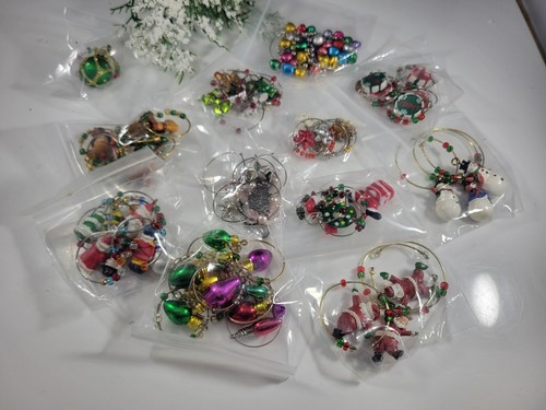 Vintage Weihnachten Weinglas Charms Set 50+ Weihnachtsbäume Glocken Schneemänner Schleifen MEHR - Bild 2 von 19