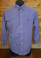 RALPH LAUREN CLASSIC FIT MENS PURPLE WHITE LONG SLEEVE BUTTON SHIRT SZ 16 1/2 32