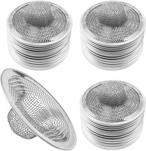 50Pcs Mesh Sink Strainer, 2.75" Top/1" Stainless Steel Slop Basket Filter Trap,
