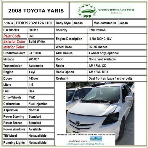 Toyota Yaris 2007 - 2008 panel de ajuste puerta interior trasera conductor izquierdo lado LH G - Imagen 12 de 12