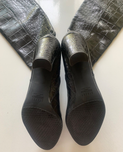 STUART WEITZMAN Boots 10 VIGOR OTK Thigh Over Knee Black CROCODILE Embossed NEW - Picture 7 of 10
