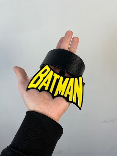 Batman Y2K Vintage DC Men Black Faux Leather Belt Size S (28-30) - 第 1/6 張圖片