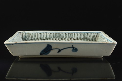 G73: Japanese Old Imari-ware Blue&White Rectangular PLATE/dish, auto - Picture 2 of 10