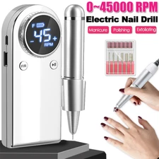 Portable Nail Drill Machine 45000RPM USB Recharge Manicure Pedicure Kit US Stock