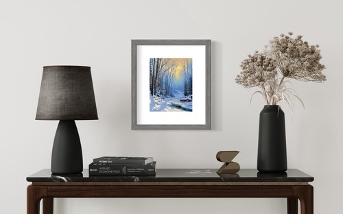 Winter Sunset Kunstdruck Bob Ross Style | Limited Edition Signiert Kunst Sammlerstück - Bild 3 von 5