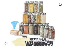 Aozita AO-001 24 Pieces Glass Spice Jar Bottles - 4oz.
