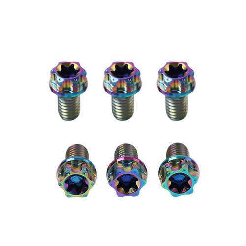 6pcs Titanium Bolts Torx Head Flange Screw M8x15mm Rainbow For Motorcycle Bike - Foto 10 di 12