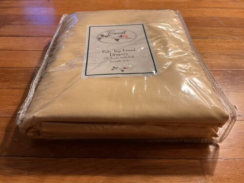 VINTAGE Croscill Pole Top Lined Drapery Butter Yellow Tiebacks Lot Of 2 - Picture 6 of 6