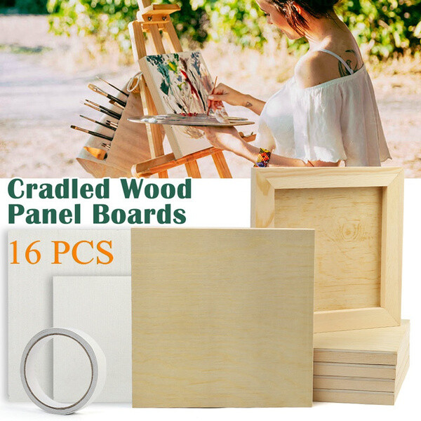 6pc 8×8'' Cradled Wood Panels Canvas Boards for Painting DIY Art Craft