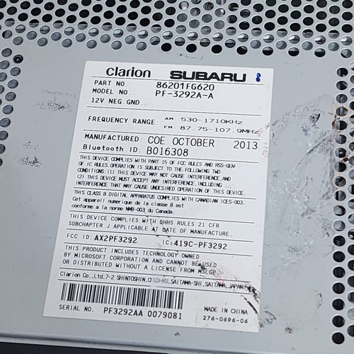 Genuine Subaru Impreza Forester Radio OEM CD MP3 Player 86201FG620 PF-3292A-A - Picture 3 of 8