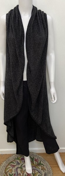 IMONNI Melbourne [sz  12 14 ] black fleck maxi cotton knit cardigan (A505)