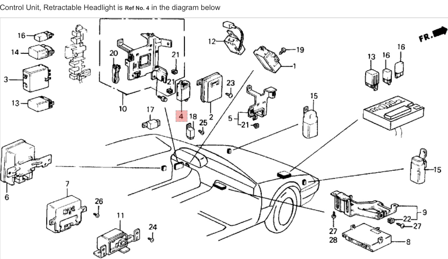 8891 Prelude Retracter Control Module Retractable Headlight Relay Box Unit OEM eBay