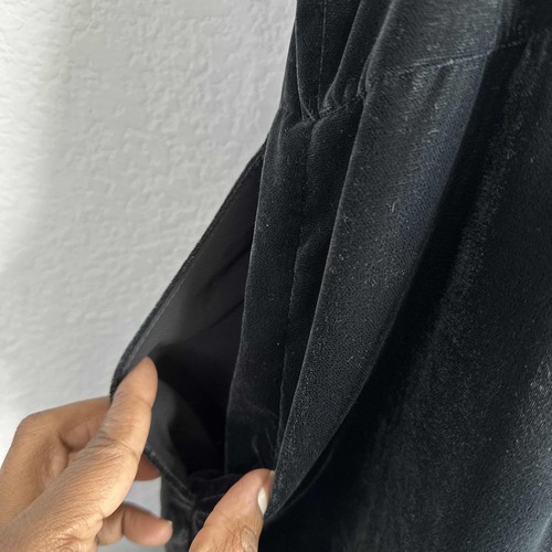 J.Crew Jumpsuit Women Size 16 Black Wide Leg Velour Capri Spaghetti Strap Formal - Picture 8 of 11