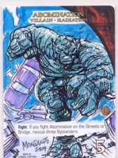 2015 Marvel 3D Legendary DBG Playable Sketch Card Abomination Monsanto