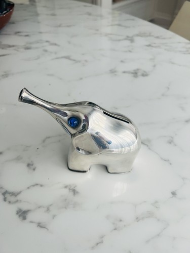 Vintage Jorgen Hoffman Denmark for George Jensen ELEPHANT COIN BANK Silver Plate - Bild 8 von 12