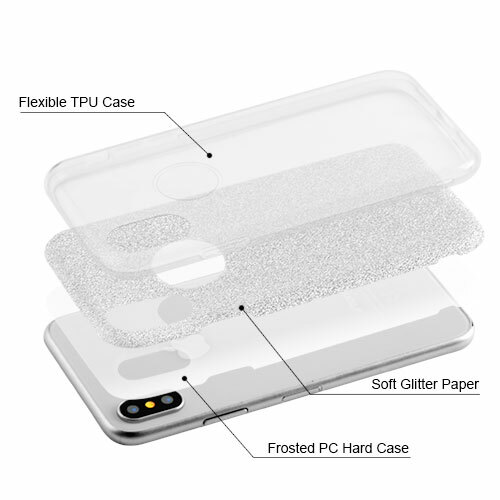 Cover protezione ibrida glitter rosa sfumato iphone X/XS, protezione schermo omaggio - Foto 14 di 18