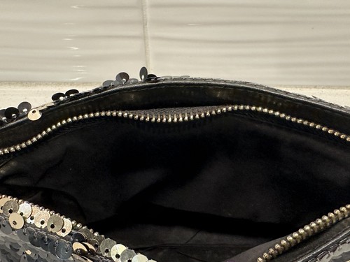 Victoria Secret Black Sequin Make Up Zip Up Traveling Clutch Bag Purse - Picture 10 of 16