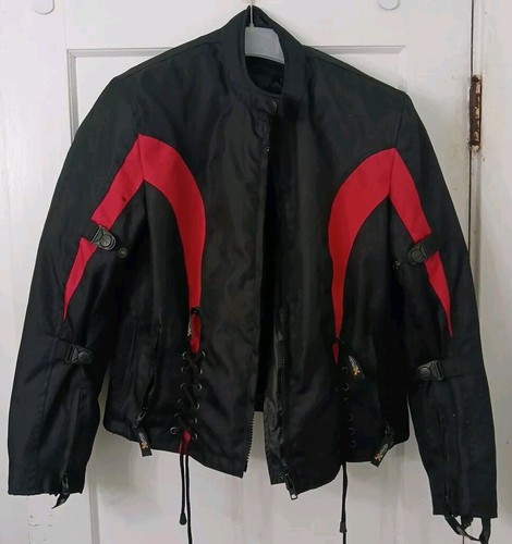 EXELEMENT Motorcycle Jacket Women’s LARGE Red and Black ARMORED Size XL
