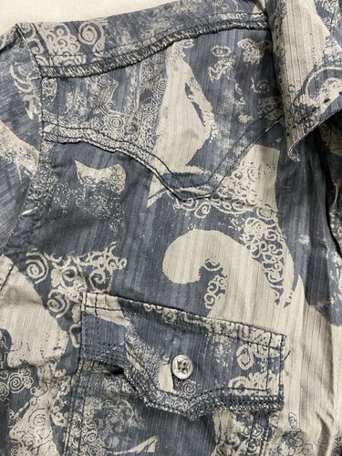 Diesel Dress Shirt Mens XL Grunge Abstract Filigree Black Button Vintage Y2K - Picture 6 of 13