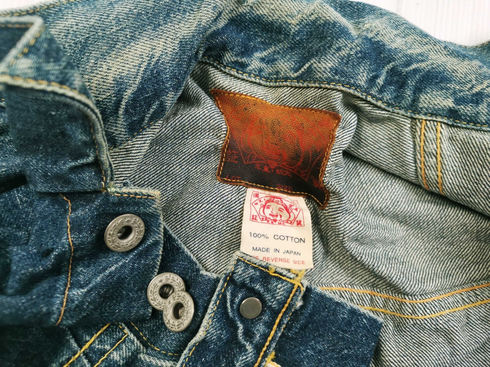 *HOT VTG 1940 Men REPRO EVISU WWII 1 Pck SELVEDGE JAPAN Denim JACKET Jeans 38 XS