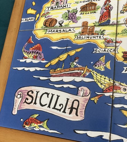 Quadro Sicilia Piastrelle dipinte A Mano Sicily Vintage Bellissimo - Foto 7 di 12