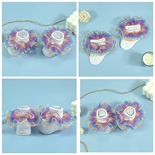 Toddler Girls Double Lace Socks Turn Cuff Shimmering Big 4-6 Years Rainbow - Picture 6 of 6