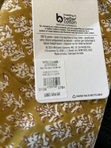 NEW Williams Sonoma Harvest Block Print Mustard Yellow Table Runner 16” x 108” - Picture 3 of 5
