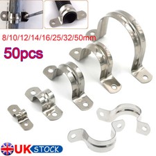 50x Pipe Strap Plumbing Saddle 8/10/12-16/25/32/50mm Tube Clip Bracket Stainles
