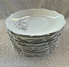 Fragrance  Saucer Mitterteich Bavaria Germany White Pink Gray Silver Band 6” VTG