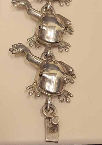 Pulsera de eslabón de rana mexicana de plata esterlina 925 de 8 - Imagen 3 de 5