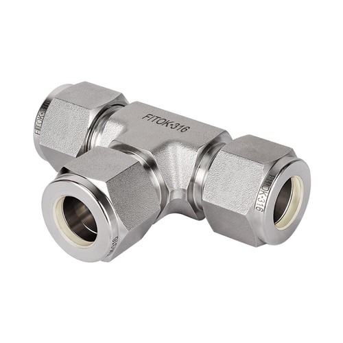 FITOK 316 Stainless Steel 1/2 in Tube OD Tube Fitting Union Tee, SS-TTT-FL8 - Picture 1 of 2