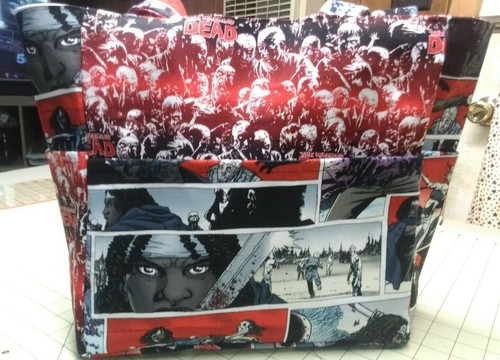 TWD Zombie Walking Dead Michone Carol Comic Purse/Project Bag Handmade 12x12 - Picture 2 of 8