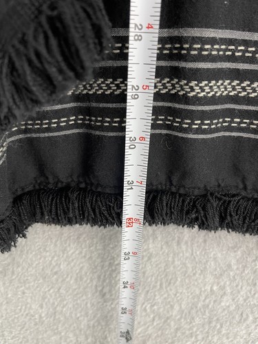 Ann Taylor Mujer Encubrimiento Negro Talla Única Rayas Manga Corta Boho Flecos Extremos - Imagen 4 de 9