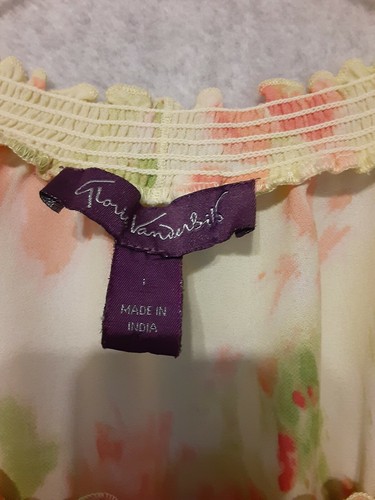 Gloria Vanderbilt Top Gr. L Kurzarm Rundhals gelb grün Polyester - Bild 6 von 12