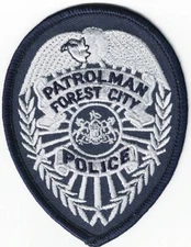 Forest City Police Patrolman PA badge patch (approx. 3.7 x 2.8 inches)