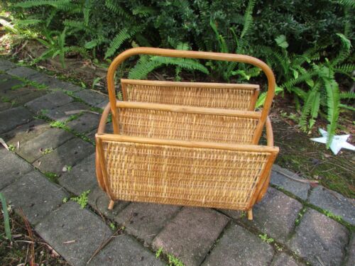 LUSTIGER VINTAGE TIKI KORBGEFLECHT & BAMBUS ZEITSCHRIFTENHALTER HANDTUCHHALTER - Bild 3 von 7