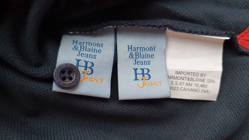 Harmont & Blaine size S Polo T-Shirt Long Sleeve Cotton Stretch Shirt Geometric - Picture 7 of 9