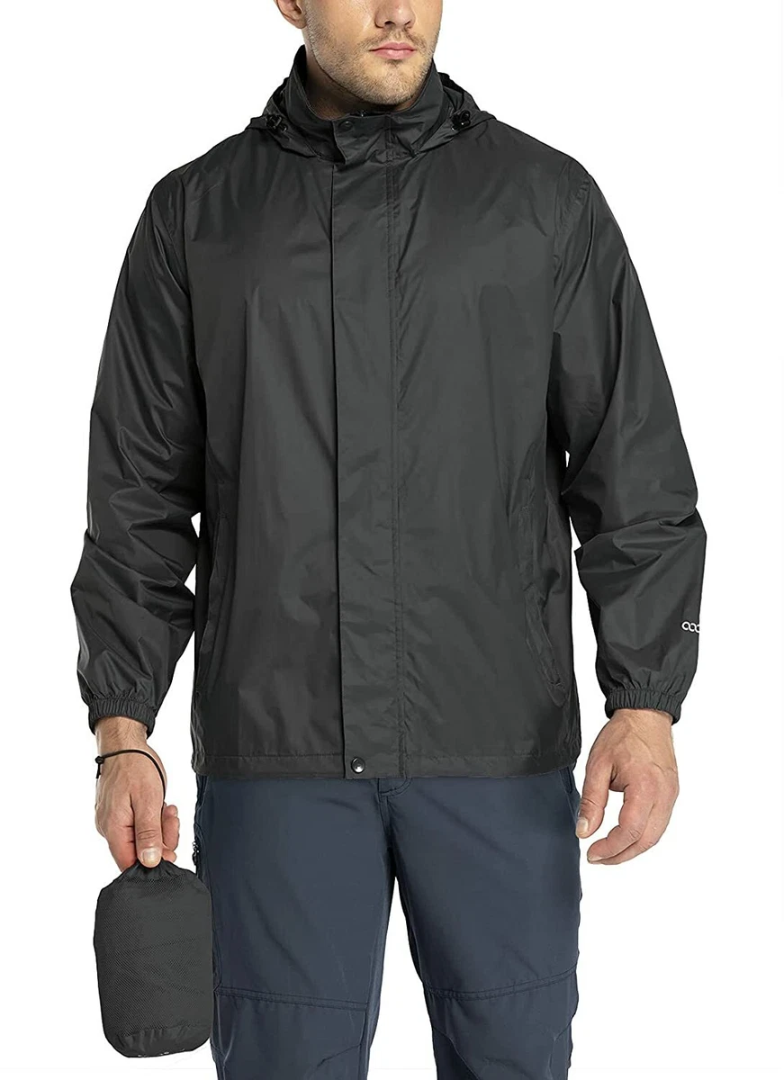 33,000ft Packable Rain Jacket Men's Lightweight Waterproof Rain Shell Jacket Raincoat with Hood for Golf Cycling Windbreaker